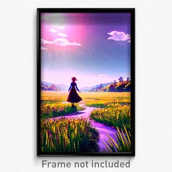 Pixel Art Poster - Adventurous Meadow (8 Bit Psychedelic Video Game Print)