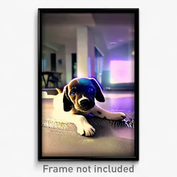 Pixel Art Poster - Modern Puppy (8 Bit Psychedelic Trippy Video Game Print)