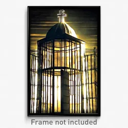 Pixel Art Poster - Complex Wire Frame Mausoleum (8 Bit Video Game Print)