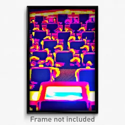 Pixel Art Poster - Fluffy Movie Theatre (8 Bit Psychedelic Video Game Print)
