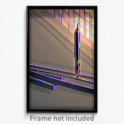 Pixel Art Poster - Digital Wire Frame Pen (8 Bit Psychedelic Video Game Print)