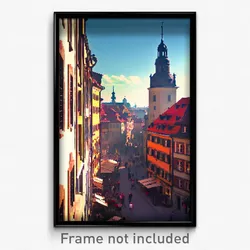 Pixel Art Poster - Coarse European City (8 Bit Psychedelic Video Game Print)