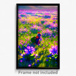 Pixel Art Poster - Flying Meadow (8 Bit Psychedelic Trippy Video Game Print)