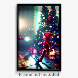 Pixel Art Poster - Cool Christmas (8 Bit Psychedelic Trippy Video Game Print)