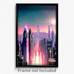 Pixel Art Poster - Colossal Metropolis (8 Bit Psychedelic Video Game Print)