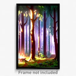 Pixel Art Poster - Terrific Woods (8 Bit Psychedelic Trippy Video Game Print)