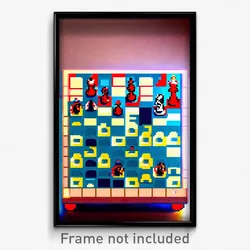 Pixel Art Poster - Tremendous Chess Board (8 Bit Psychedelic Video Game Print)