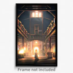 Pixel Art Poster - Haunted Longhouse (8 Bit Psychedelic Trippy Video Game Print)