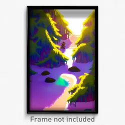 Pixel Art Poster - Squiggly Wilderness (8 Bit Psychedelic Video Game Print)