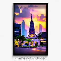 Pixel Art Poster - Nifty Thai City (8 Bit Psychedelic Trippy Video Game Print)