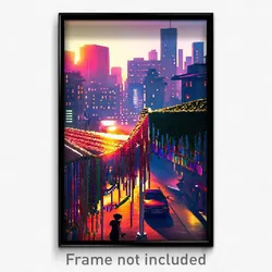 Pixel Art Poster - Urban Spaghetti (8 Bit Psychedelic Trippy Video Game Print)