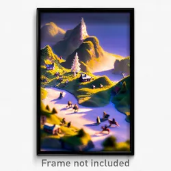 Pixel Art Poster - Miniature Fells (8 Bit Psychedelic Trippy Video Game Print)