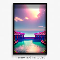 Pixel Art Poster - Prestigious Lagoon (8 Bit Psychedelic Video Game Print)