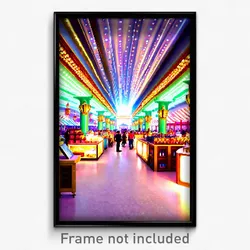 Pixel Art Poster - Dazzling Marketplace (8 Bit Psychedelic Video Game Print)