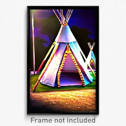 Pixel Art Poster - Blissful Tepee (8 Bit Psychedelic Trippy Video Game Print)