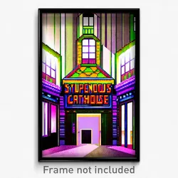 Pixel Art Poster - Stupendous Cathouse (8 Bit Psychedelic Video Game Print)