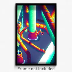 Pixel Art Poster - Acidic Pipes (8 Bit Psychedelic Trippy Video Game Print)