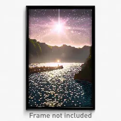 Pixel Art Poster - Sparkling Inlet (8 Bit Psychedelic Trippy Video Game Print)