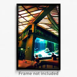 Pixel Art Poster - Incredible Aquarium (8 Bit Psychedelic Video Game Print)