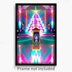 Pixel Art Poster - Kaleidoscopic Shrine (8 Bit Psychedelic Video Game Print)