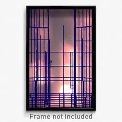 Pixel Art Poster - Digital Wire Frame Parish (8 Bit Video Game Print)