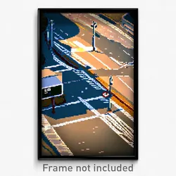 Pixel Art Poster - Outlandish Intersection (8 Bit Psychedelic Video Game Print)