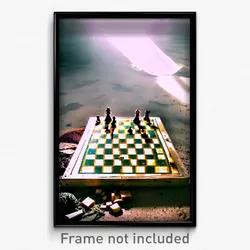 Pixel Art Poster - Abandoned Chess Board (8 Bit Psychedelic Video Game Print)