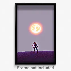 Pixel Art Poster - Secret Moon Battle (8 Bit Psychedelic Video Game Print)