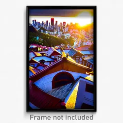 Pixel Art Poster - Wooden Brazilian City (8 Bit Psychedelic Video Game Print)