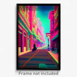 Pixel Art Poster - Villainous Boulevard (8 Bit Psychedelic Video Game Print)
