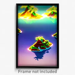 Pixel Art Poster - Pure Island (8 Bit Psychedelic Trippy Weird Video Game Print)