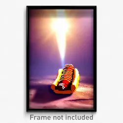 Pixel Art Poster - Ancient Hot Dog (8 Bit Psychedelic Trippy Video Game Print)