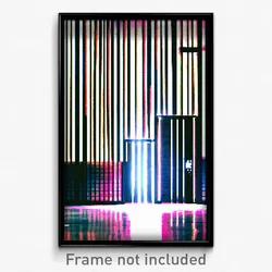 Pixel Art Poster - Striped Warehouse (8 Bit Psychedelic Trippy Video Game Print)