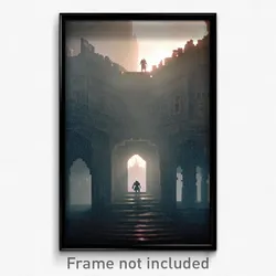 Pixel Art Poster - Menacing Keep (8 Bit Psychedelic Trippy Video Game Print)
