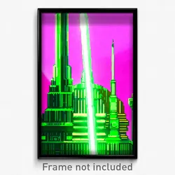 Pixel Art Poster - Green Empire (8 Bit Psychedelic Trippy Video Game Print)