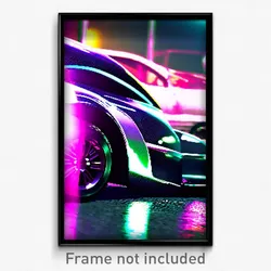 Pixel Art Poster - Glossy Car (8 Bit Psychedelic Trippy Weird Video Game Print)