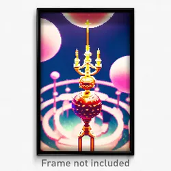 Pixel Art Poster - Spherical Kingdom (8 Bit Psychedelic Trippy Video Game Print)