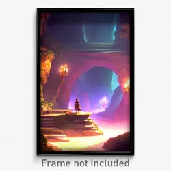 Pixel Art Poster - Treasured Cavern (8 Bit Psychedelic Trippy Video Game Print)