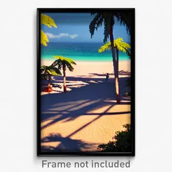 Pixel Art Poster - Shady Beach (8 Bit Psychedelic Trippy Weird Video Game Print)