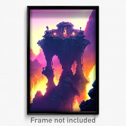 Pixel Art Poster - Fantastic Chasm (8 Bit Psychedelic Trippy Video Game Print)