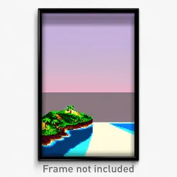 Pixel Art Poster - Clear Island (8 Bit Psychedelic Trippy Video Game Print)