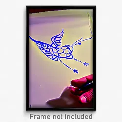 Pixel Art Poster - Flying Drawing (8 Bit Psychedelic Trippy Video Game Print)