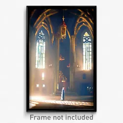 Pixel Art Poster - Meek Cathedral (8 Bit Psychedelic Trippy Video Game Print)