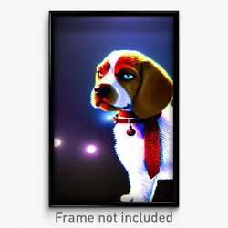 Pixel Art Poster - Detailed Dog (8 Bit Psychedelic Trippy Video Game Print)