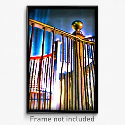 Pixel Art Poster - Complex Wire Frame Balustrade (8 Bit Video Game Print)
