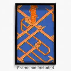 Pixel Art Poster - Orange Ziggurat (8 Bit Psychedelic Trippy Video Game Print)