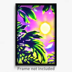Pixel Art Poster - Leafy Sun And Moon (8 Bit Psychedelic Video Game Print)