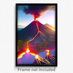 Pixel Art Poster - Lovely Volcano (8 Bit Psychedelic Trippy Video Game Print)