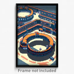 Pixel Art Poster - Circular Barracks (8 Bit Psychedelic Trippy Video Game Print)