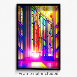 Pixel Art Poster - Pleasant Stained Glass (8 Bit Psychedelic Video Game Print)